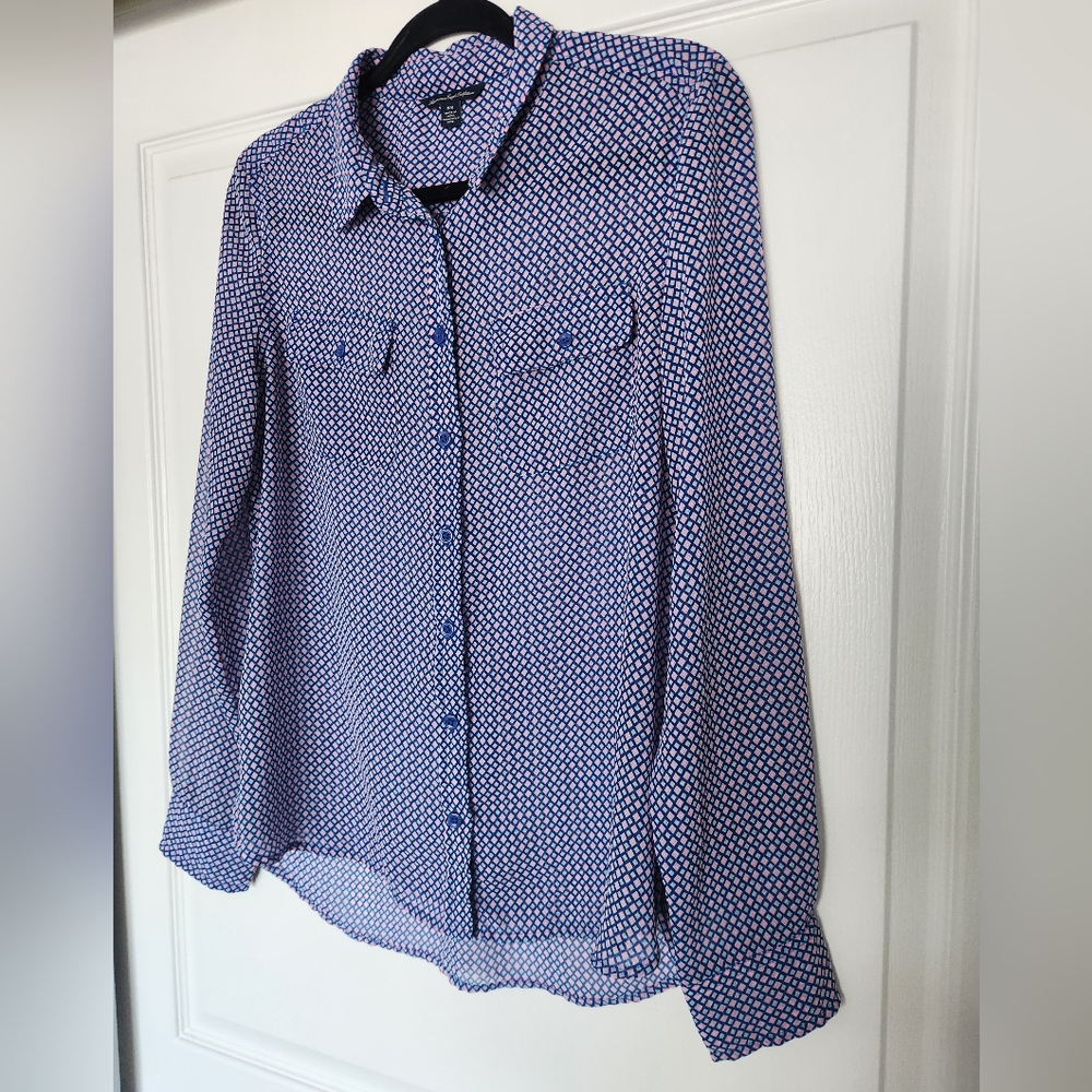 Bold Patterned Button-Up Blouse - Picture 2 of 7